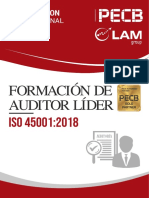 Brochure Auditor Lider 45001 PECB - Agosto