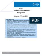 Unit: Essentials of Management Assignment Autumn - Winter 2020