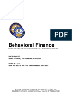 Behavioral Finance: Dycbabef313 Bsba 3 Year - 1St Semester 2020-2021