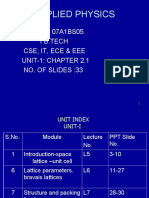 Applied Physics: CODE: 07A1BS05 I B.Tech Cse, It, Ece & Eee Unit-1: Chapter 2.1 No. of Slides:33