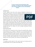 A Study On Value Creation Measures and Accounting Measures in Predicting Shareholders Return Evidence From Bombay Stock Exchange, India