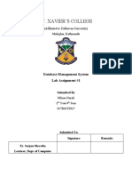 St. Xavier'S College: Database Management System Lab Assignment #1