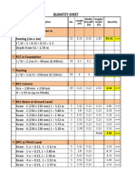 Earthwork in Excavation in Foundation:: Quantity Sheet