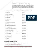 Method Statement of Hydraulic Pressure Testing: 1. Machinery / Equipment and Tools