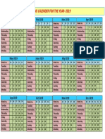 Bis Calender For The Year-2019: Jan-2019 Feb-2019 Mar-2019 Apr-2019