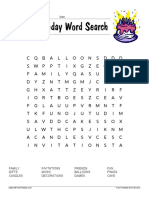 Happy Birthday Word Search: Name: Date