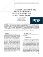 La Inteligencia Artificial (IA) Aplicación Jurídica y Regulación en Los Servicios de Salud