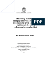 Métodos y Estrategias Pedagógicas Utilizados A Nivel Internacional en La Educación Nutricional Del Niño y Adolescente Con Obesidad