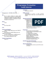 Programme Formation Audit Interne: Pré-Requis Animateur