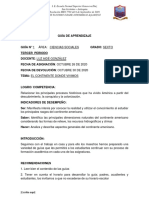 Guía 1 de Aprendizaje Tercer Periodo Sociales Sexto PDF