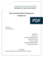 Sales and Distribution Management Assignment-I: Submitted To: Prof. Joydeep Biswas