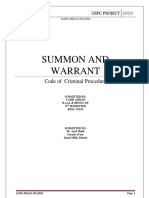 Summon and Warrant: Code of Criminal Procedure