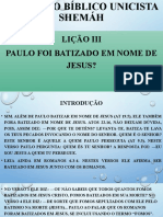 Batismo em Água - Aula III