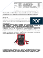 Objetivo de La Actividad: Obtener El Conocimiento Necesario Acerca Del Uso Del Multímetro para Realizar La Medición de Ciertas Magnitudes Eléctricas