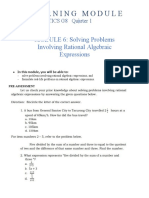 Learning Module: MODULE 6: Solving Problems Involving Rational Algebraic Expressions