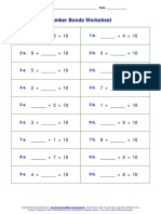 Number Bonds Worksheet: Name: - Date