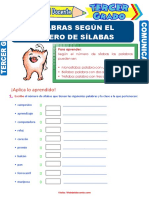 Clases de Palabras Por El Número de Sílabas para Tercer Grado de Primaria PDF