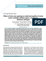 Effect of Intra-Row Spacing On Yield and Quality of Some Onion Varieties (Allium Cepa L.) at Aksum, Northern Ethiopia