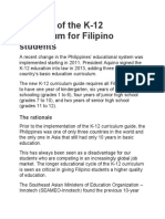 Benefits of The K-12 Curriculum For Fili