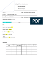 Compacting Factor Test: Building & Construction Department Concrete Laboratory Weekly Test Report