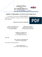 Permit To Implement An Innovative Work Plan: Binday National High School