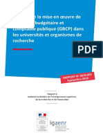 Le Bilan de La Mise en Œuvre de La Gestion Budgétaire Et Comptable Publique (GBCP) Dans Les Universités Et Organismes de Recherche