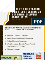 Parent Orientation For Pilot Testing On Learning Delivery Modalities