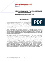 Project Report On Disposable Biodegradable Plates, Cups and Other Products