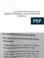 Balanced Scorecard and Advanced Analysis and Appraisal of Performance, Financial and Related Information