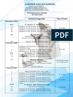 St. Carmen Salles School: TLE Department Calendar AY 2020-2021