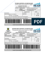 Secretaría Distrital de Movilidad: para Garantizar Óptima Lectura Imprimir en LÁSER Volante de Pago