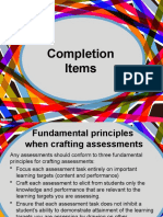 Assessment - Completion-Type Items