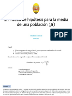 Prueba de Hipótesis para La Media de Una Poblacion