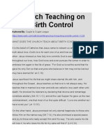 Church Teaching On Birth Control: Authored By: Couple To Couple League