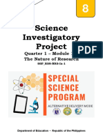 Science Investigatory Project: Quarter 1 - Module 1A: The Nature of Research