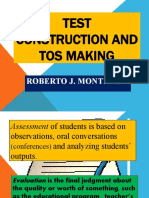 Test Construction and Tos Making: Roberto J. Montero