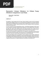 Barometric Column Filtration V/s Filtrate Pump Filtration Comparison: Case Study