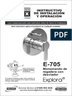 Instructivo de Instalación: Regadera Con Monomando de Desviador