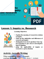 Identifying The Nature of Inquiry and Research: Prepared By: Mr. Benedict B. Diaz