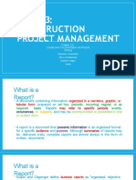 ECM 523: Construction Project Management: Construction Documentation and Report Writing