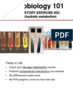 Microbiology 101: Laboratory Exercise #22: Carbohydrate Metabolism