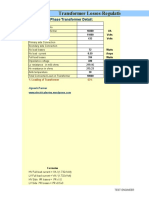 Transformer Losses-Regulation-Efficiency Calcualation::Three Phase Transformer Detail