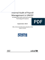 Internal Audit of Payroll Management in UNICEF: September 2014