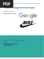 Financial Management Term Project: Evaluate Nike and Google