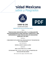 Psicología Educativa y La Evaluación Psicopedagógica, Como Método Científico, Una Experiencia Como Psicologa de Educación Especial en Cam"