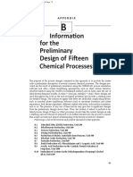 Information For The Preliminary Design of Fifteen Chemical Processes