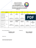 Class Program For Modular Learning: Jamoyaon Elementary School