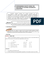 Determining Roots Using The Methods of Soving Quadratic Equation