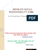 Corporate Social Responsibility (CSR) : By: Ms. Rona Sarah C. Fernandez, MBA