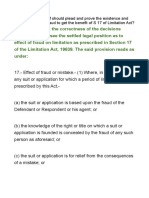 Whether The Plaintiff Should Plead and Prove The Existence and Discovery of Fraud To Get The Benefit of S 17 of Limitation Act